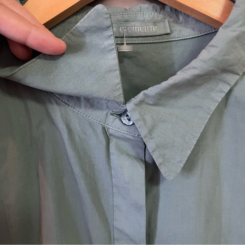 🇩🇪 Elemente Clemente Blouse Shirt Button Up Teal Green Women's Asymmetric XL - Picture 12 of 15